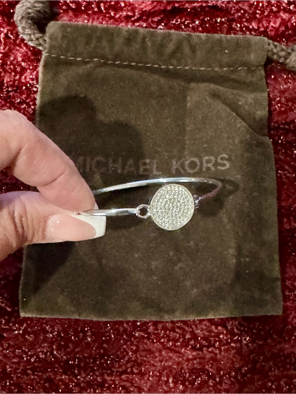 Michael Kors Silver Pavé Oval Bangle Bracelet - Picture 4 of 4
